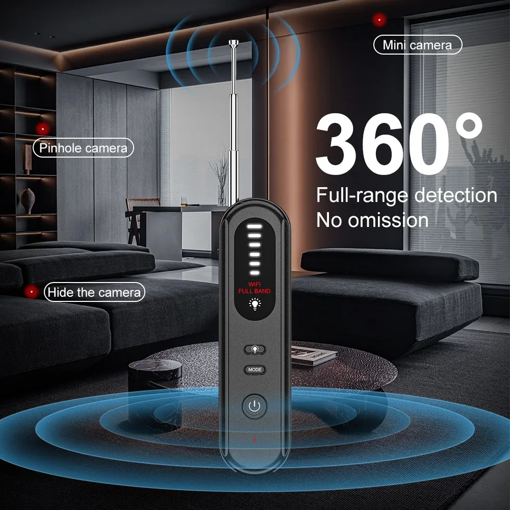 Hidden Camera Detector Listening Device Tracker Out Anti-Spy Electronic Signal 5 Levels Sensitivity Wireless Signal Scanner