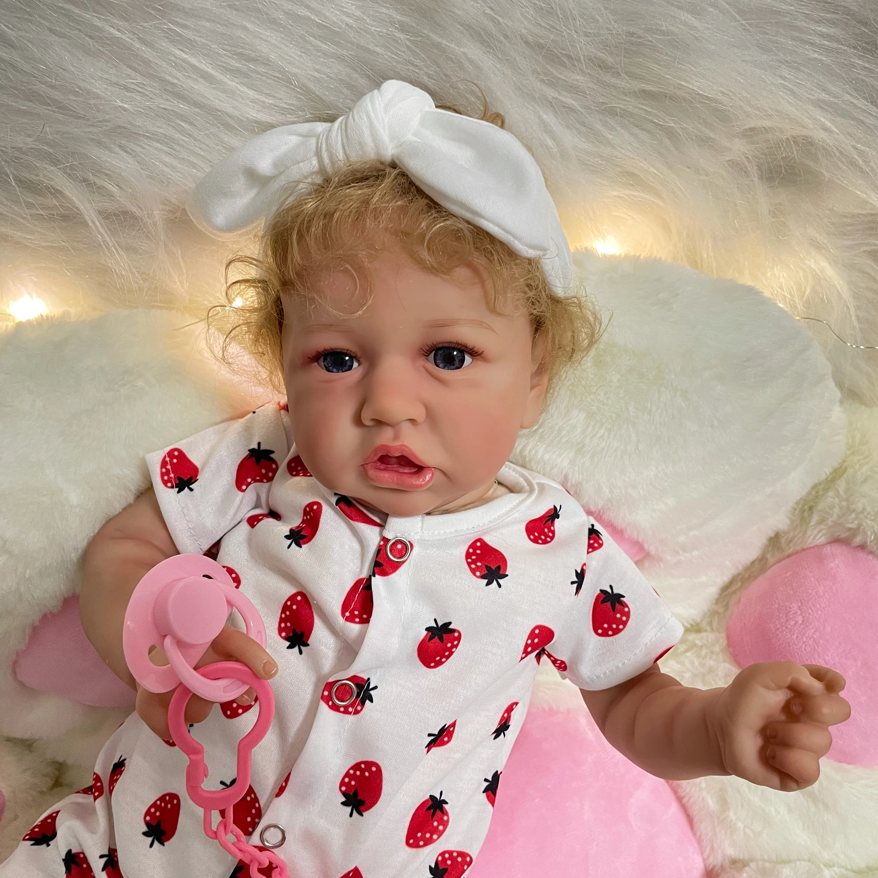 

55CM Saskia Bebe Reborn Baby Doll Girl 3D Painting Skin Doll Handmade Rooted Blond Hair Realistic Doll Gift