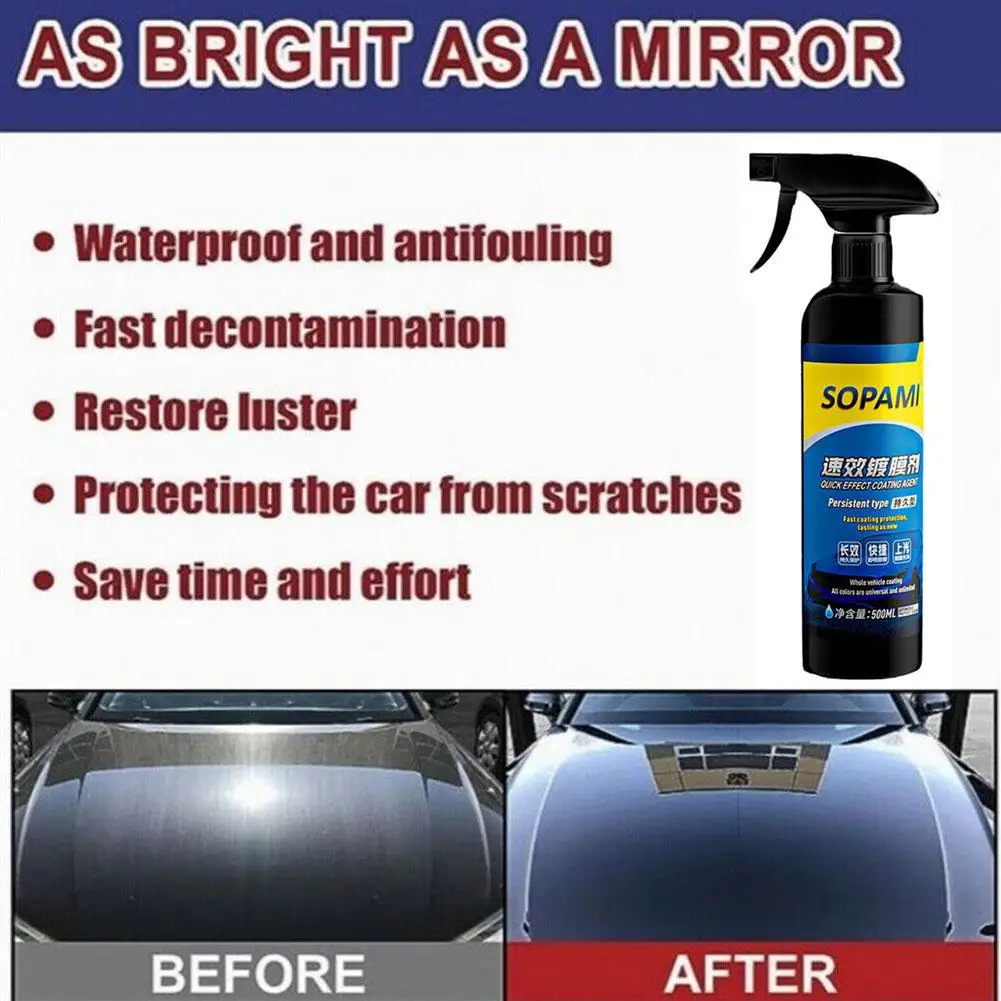 Sopami Car Coating Spray Nano Ceramic Quick Effect Car Coating Agent Spray Quick Coat Car Wax Polish Spray Car Protection 3