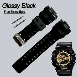 Silicone Rubber Band Strap for Watches - Premium Durable Bracelet Replacement (Glossy Black Ga110)