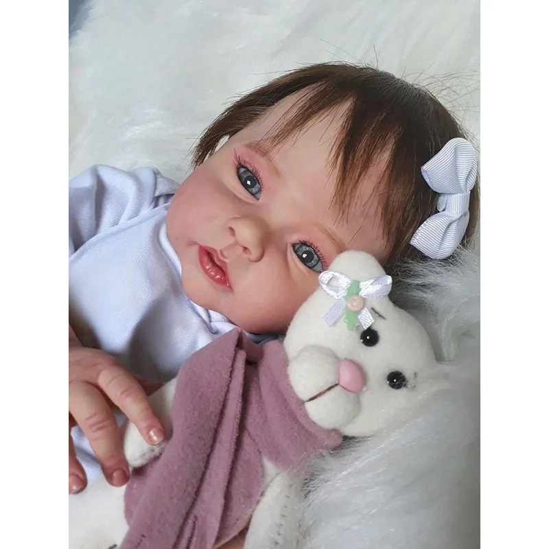 

50cm Already Painted Finished Reborn Doll Raven Lifelike Soft Touch Baby Girl Doll with Rooted Haiir 3D Skin Visible Veins