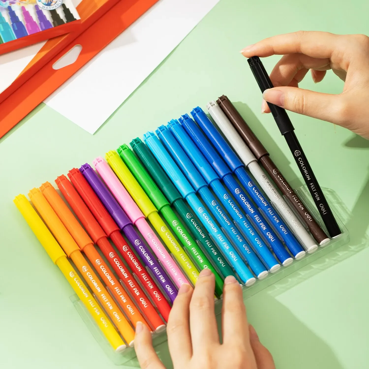 Deli 24 Colors Watercolor Pen Good Felt Pen Drawing Children DIY Marker For School Stationery Supplies Students Painting