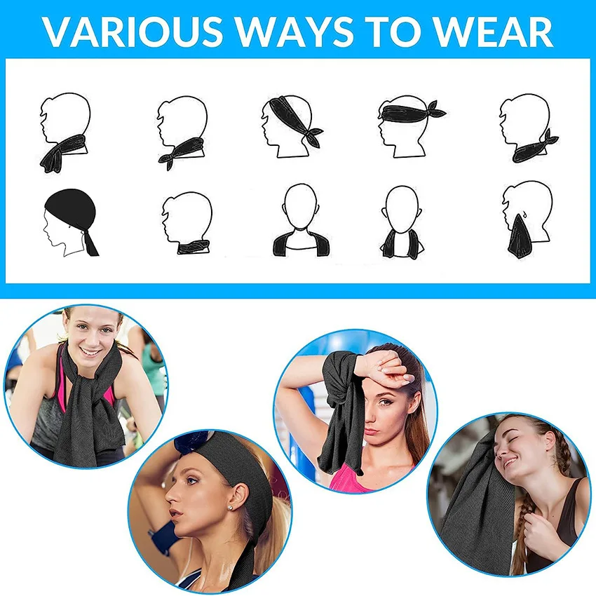 Cooling Hoodie Towel Beach Camping Gym Building Sweat Absorption Sun Protection Quick Drying Sports Cooling Towel Headband