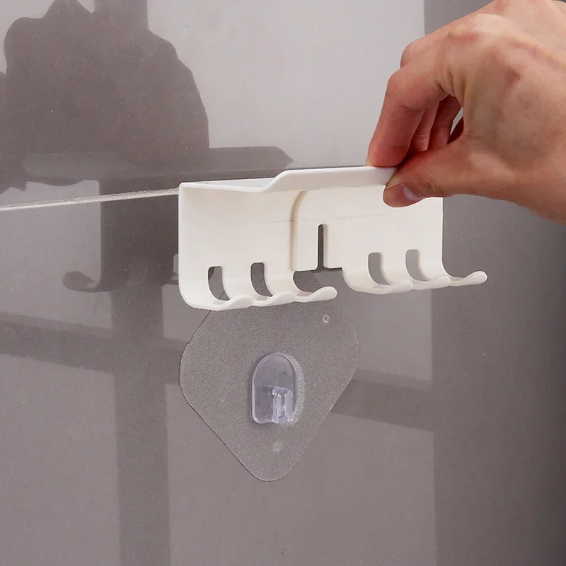Wall-mounted Toothbrush Holder Multifunctional Storage Hook Creative Punch-free Storage Rack Organizer Bathroom Accessories Gift