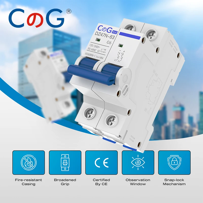 CG DZ47N 1P/2P 6A 10A 16A 20A 25A 32A 40A 50A 63A Circuit Breaker 120/240V MCB Din Rail Mount AC Disconnect Switch