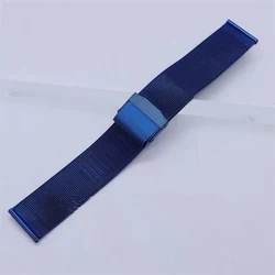 Sleek Unisex Stainless Steel Mesh Belt Watch Band - Multiple Size Options - 12mm (Blue)