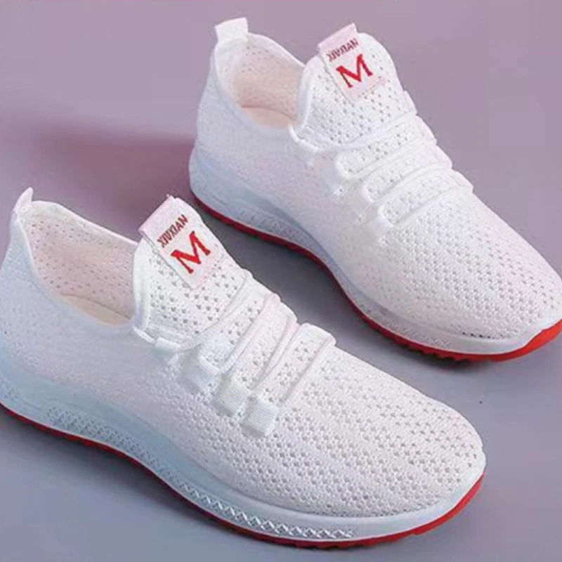 

New Hollow Design Women Casual Shoes Large Mesh Fabric Breathable Comfortable Non-Slip Sole Park Walking Exercise