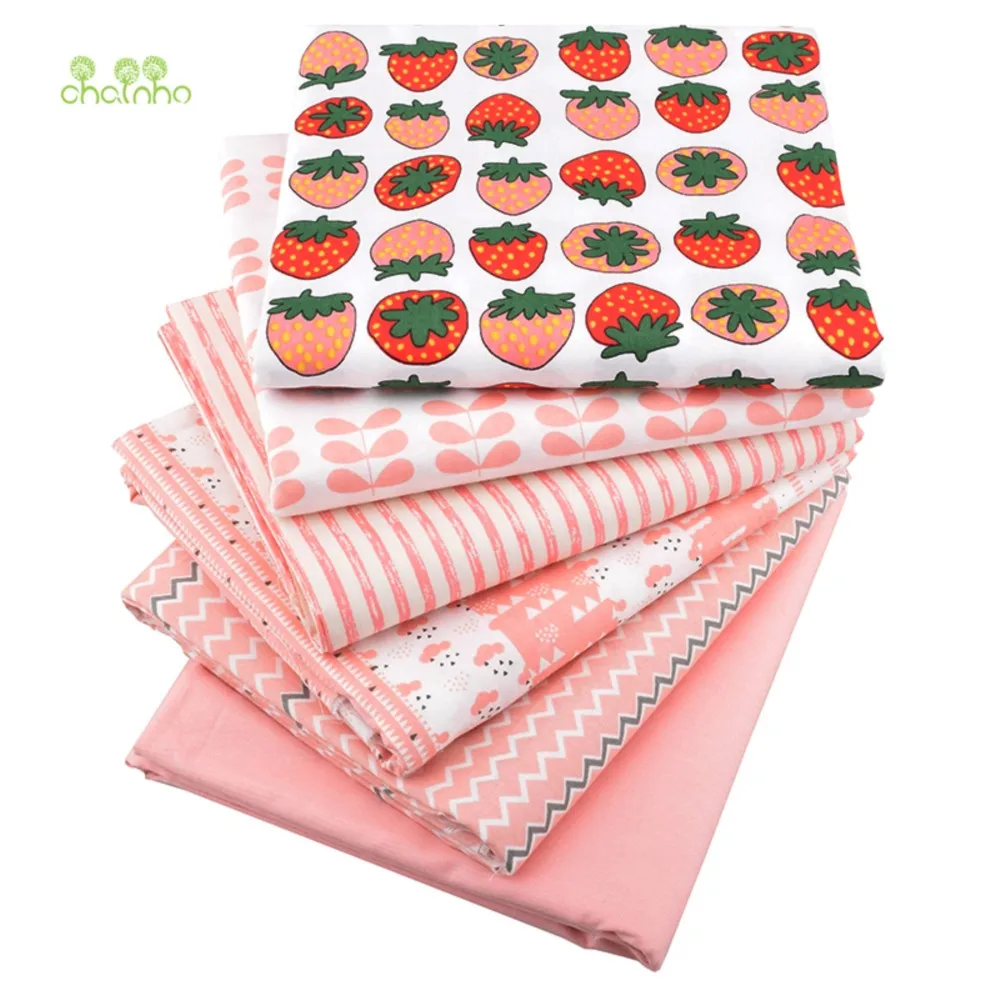 

Chainho,Printing Twill Weave Cotton Fabric,DIY Quilting Sewing Material,Patchwrok Cloth,Pink Series,4 Specification,CC225