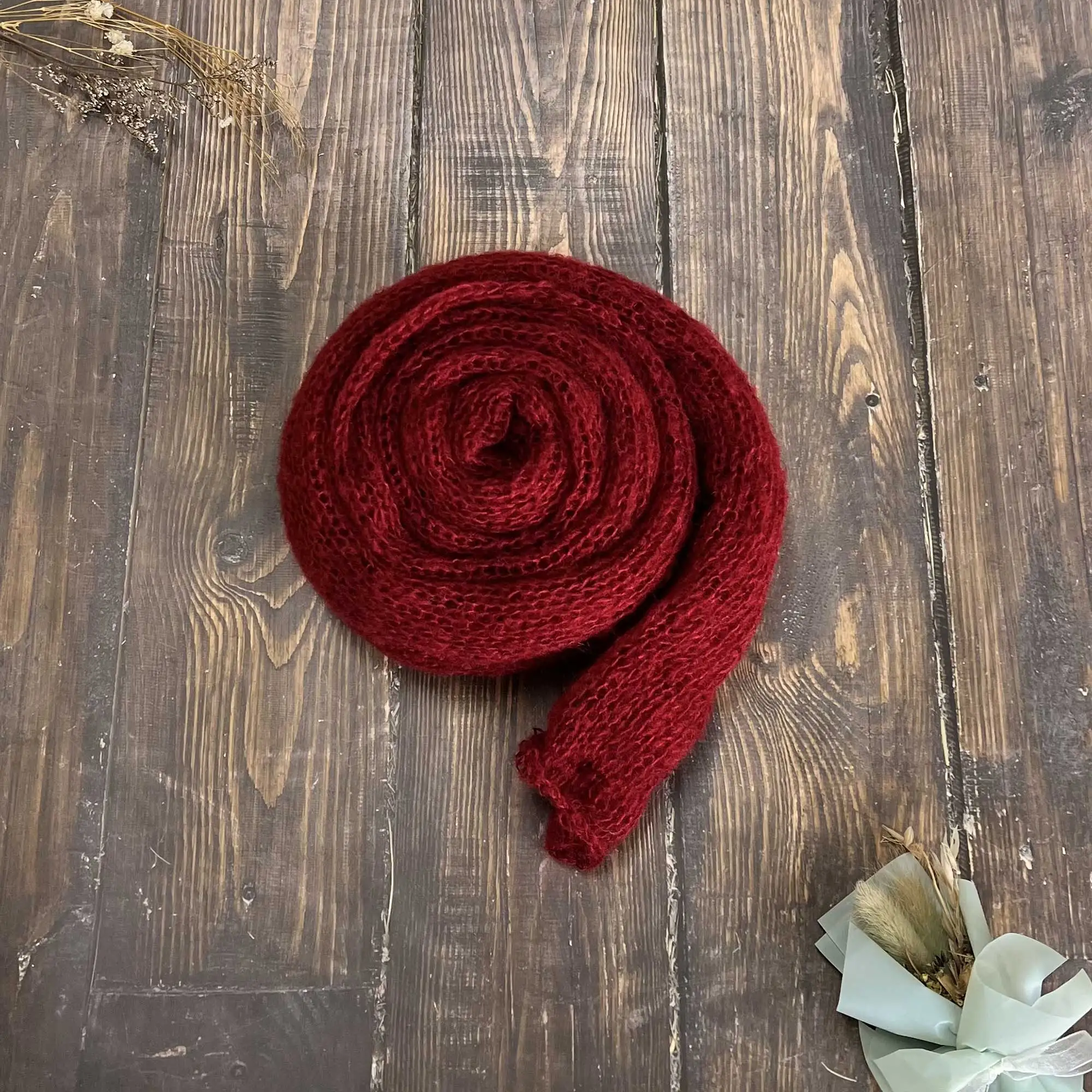 Don&Judy Soft Baby Photography Props Stretchy Wrap Hand Knit Mohair for Newborn Infant Photo Shoot Accessories Babyshower Gifts 5