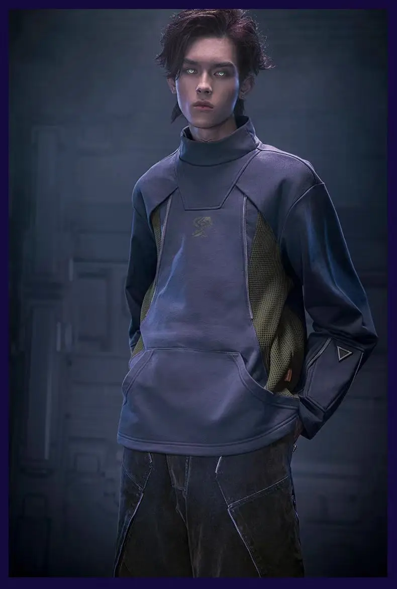 XEvil   cyberpunk  Matrix training longsleeve sweatshirt combine materials deconstructedd design sci-fi dystopian
