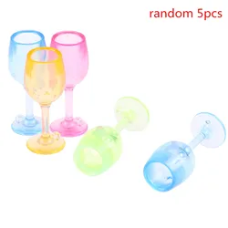 Set of 5 Miniature Red Wine Glasses for Dollhouse Decor and Fairy Garden Display (Type 3)