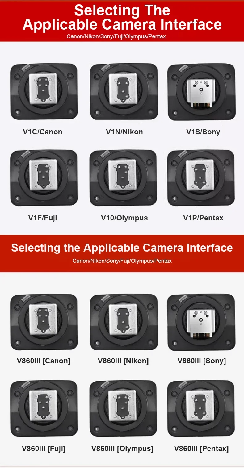 SOONPHO Flash Light V1 V860III Hot Shoe Replace Photogrphy Accessories Compatib