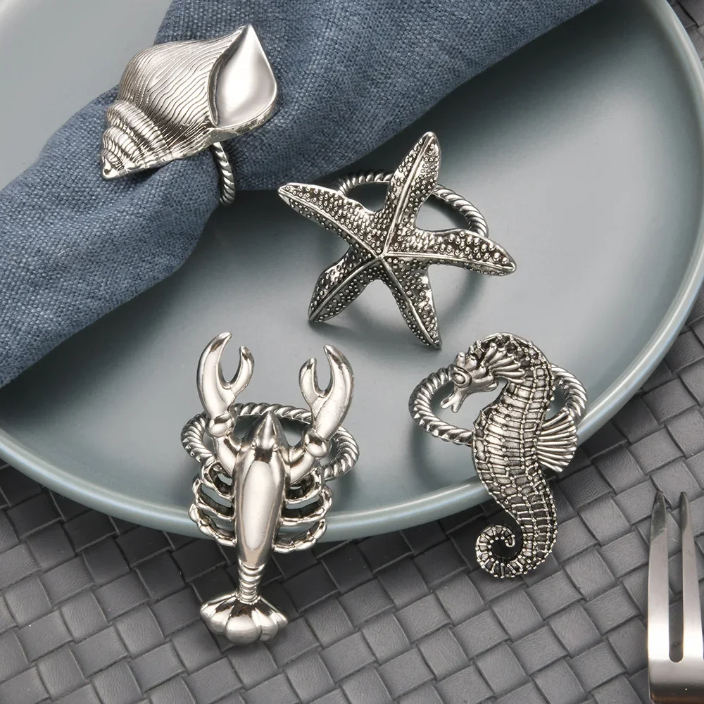 Napkin Ring Ocean Themed Napkin Rings Retro Metal for Home Beach Wedding Party