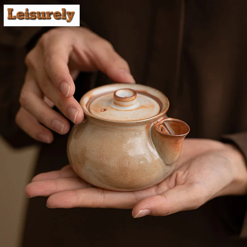 Zhiye Wood-fired Porcelain Handheld Teapot Aesthetic Tea Infuser Pot Tea Brewing Kettle With Strainer Teaset Supplies Ornaments