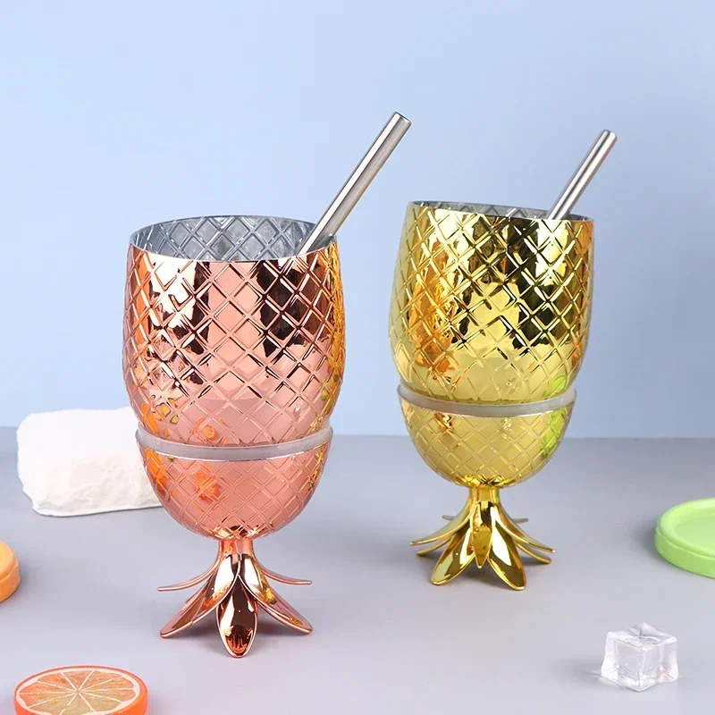 2025 New 500ML Pineapple Cups Tumbler Plastic Cocktail Drinking Winebowl Mugs Beer Pineapple Cups Bar Tools