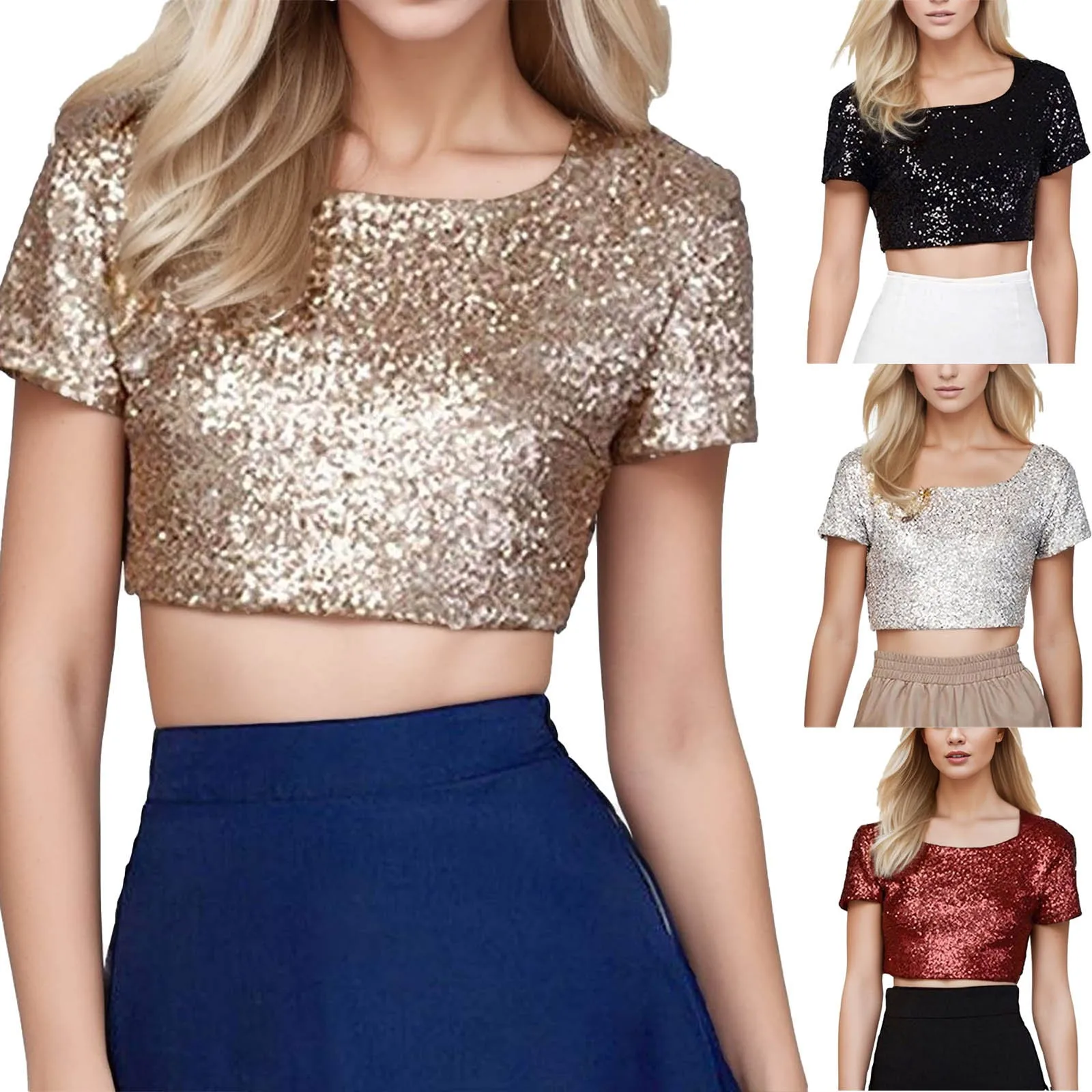 Sequined Backless Crop Top