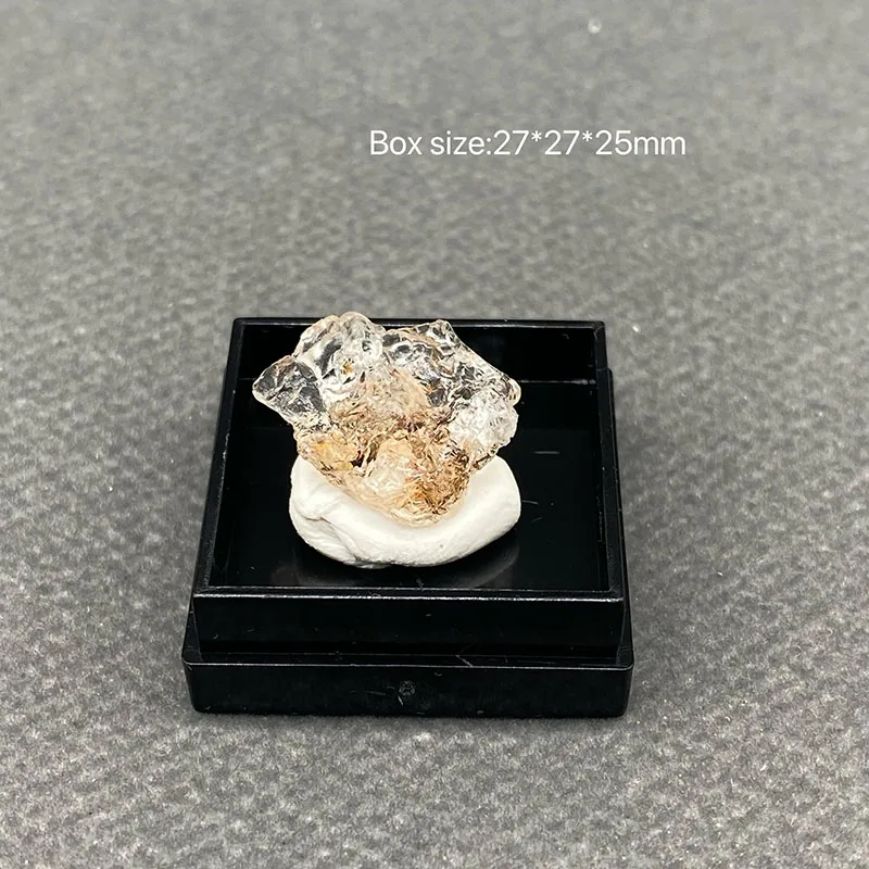 100% natural  hyalite raw stone mineral specimen healing crystal gem collection +Box size：27*27*25 mm