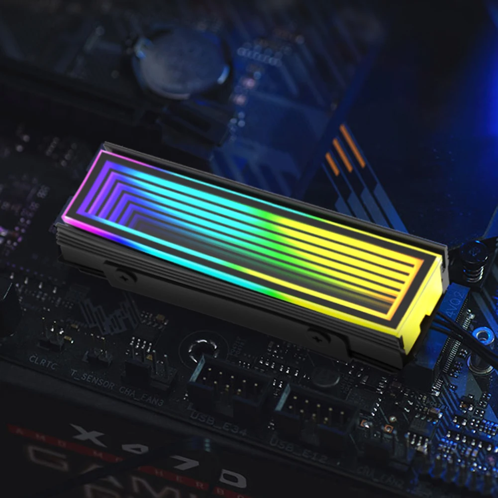 M.2 Nvme 솔리드 스테이트 하드 디스크 쿨러, ARGB 히트 쿨러, AURA Sync 알루미늄 합금 내열성, M.2 2280, 5V, 3 핀
