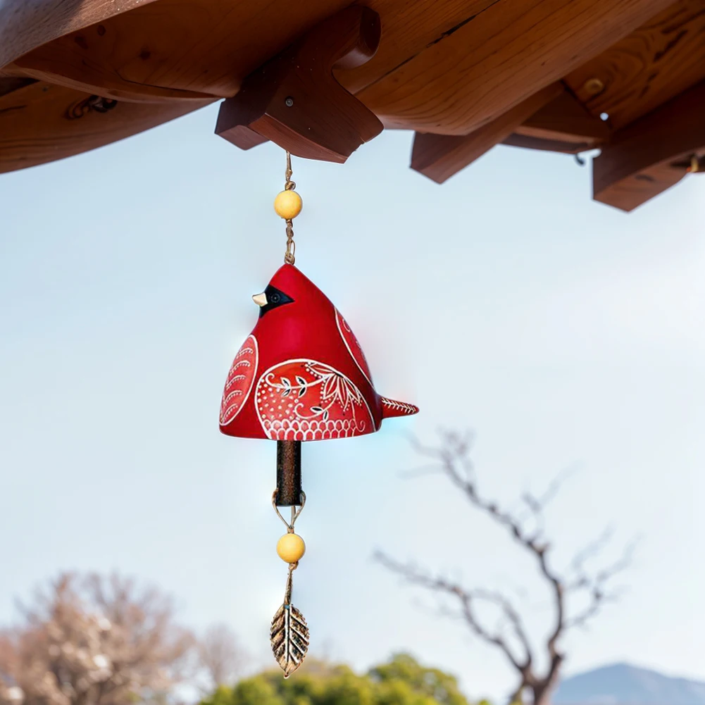 Cute Bird Song Bell Resin Wind Bell Hanging Ornaments Hanging Rustic Wind Chime for Wall Window Door Housewarming Gift