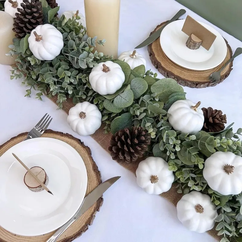 Small Artificial White Pumpkins Decorative Harvest Pumpkins for Fall Wedding Thanksgiving Halloween Table Centerpieces