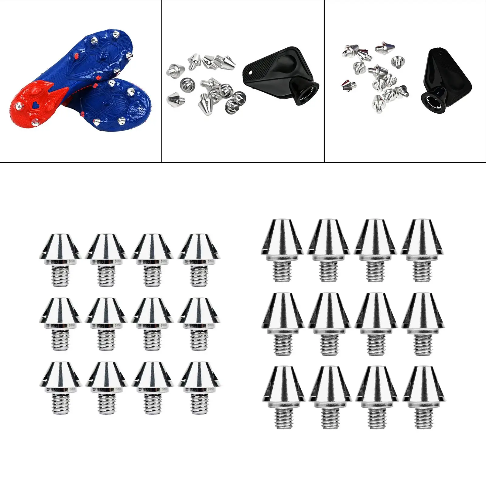 Football Shoe Spikes 12Pcs Football Shoe Spikes Soccer Studs M6 Threaded Portable Anti Slip Turf Track Shoes Accessories For Indoor Outdoor Sports