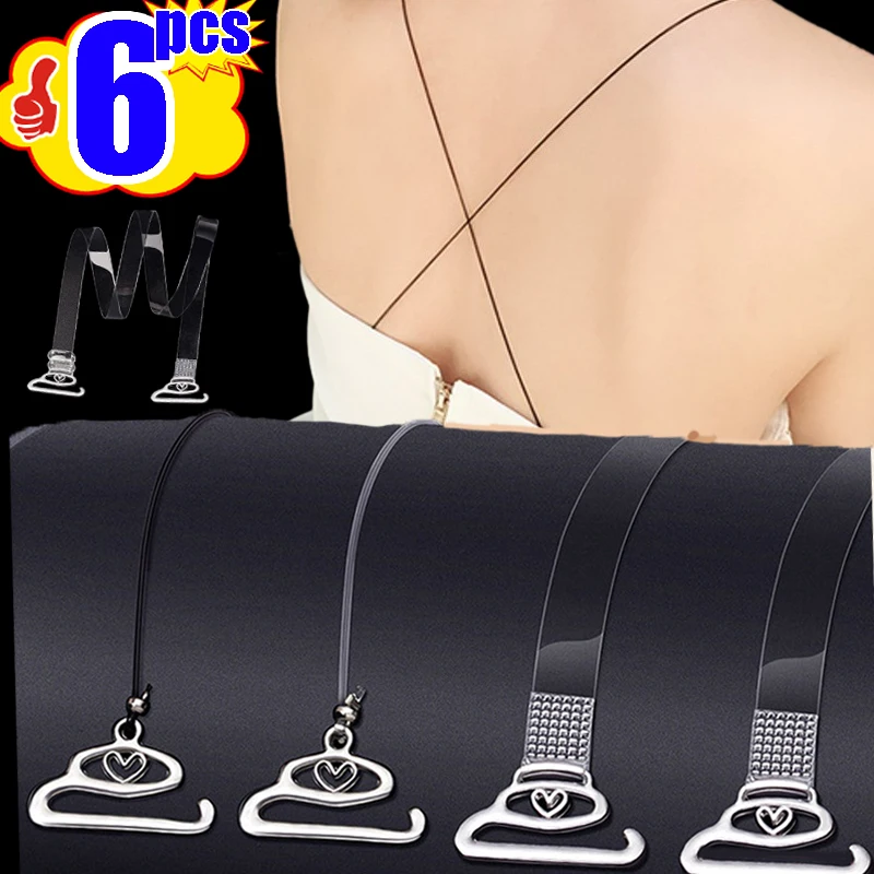 Bra Straps Invisible Bra Straps Buckle Bras Strap Adjustable Ultra Thin Transparent Invisible Metal Buckle Seamless Non-slip High Elastic Reduce Shoulder Pressure
