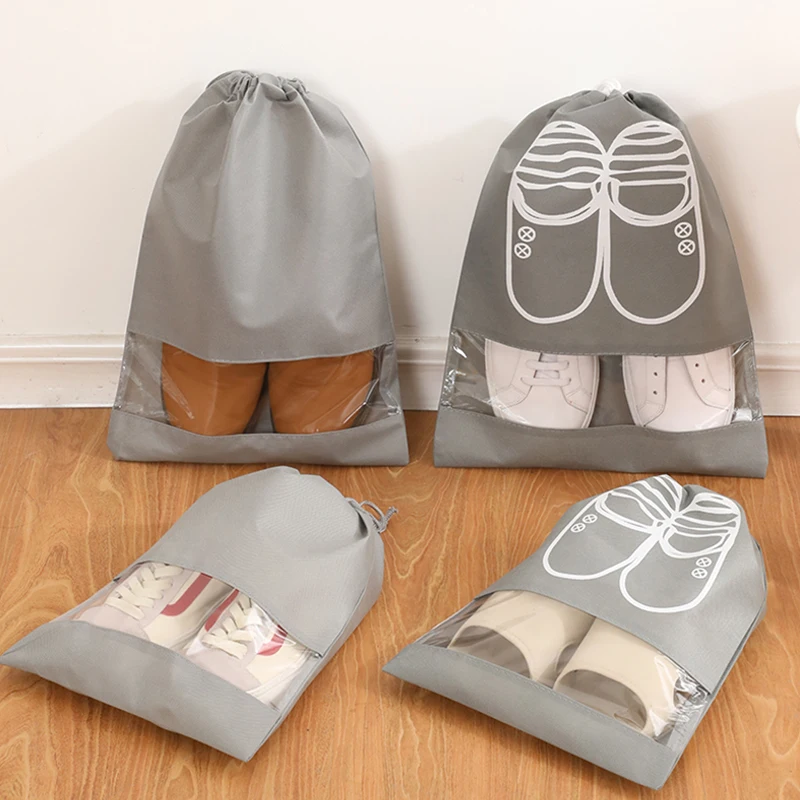 1-50x Portable Non-woven Shoes Bag Travel Storage Pouch Drawstring Dustproof SU 