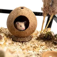 Hamster Hideout Coconut Hut – Small Animal Bed, Chew Toy, and Climber