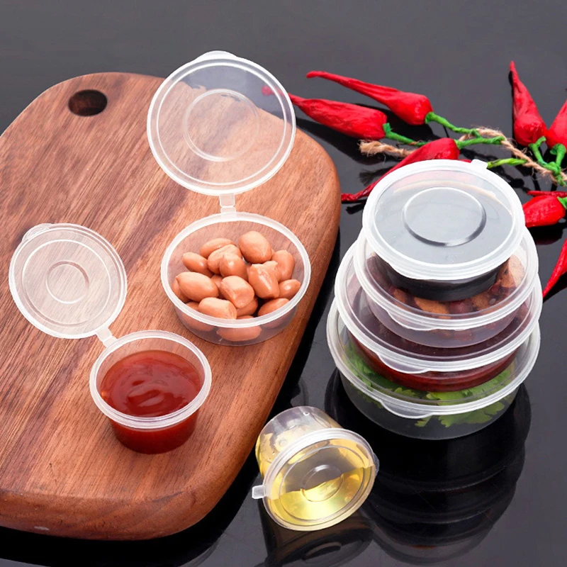 

Пластиковые контейнеры для соуса на вынос, пищевая коробка с навесными крышками, коробка для Пигментных красок, одноразовая коробка, 50 шт.