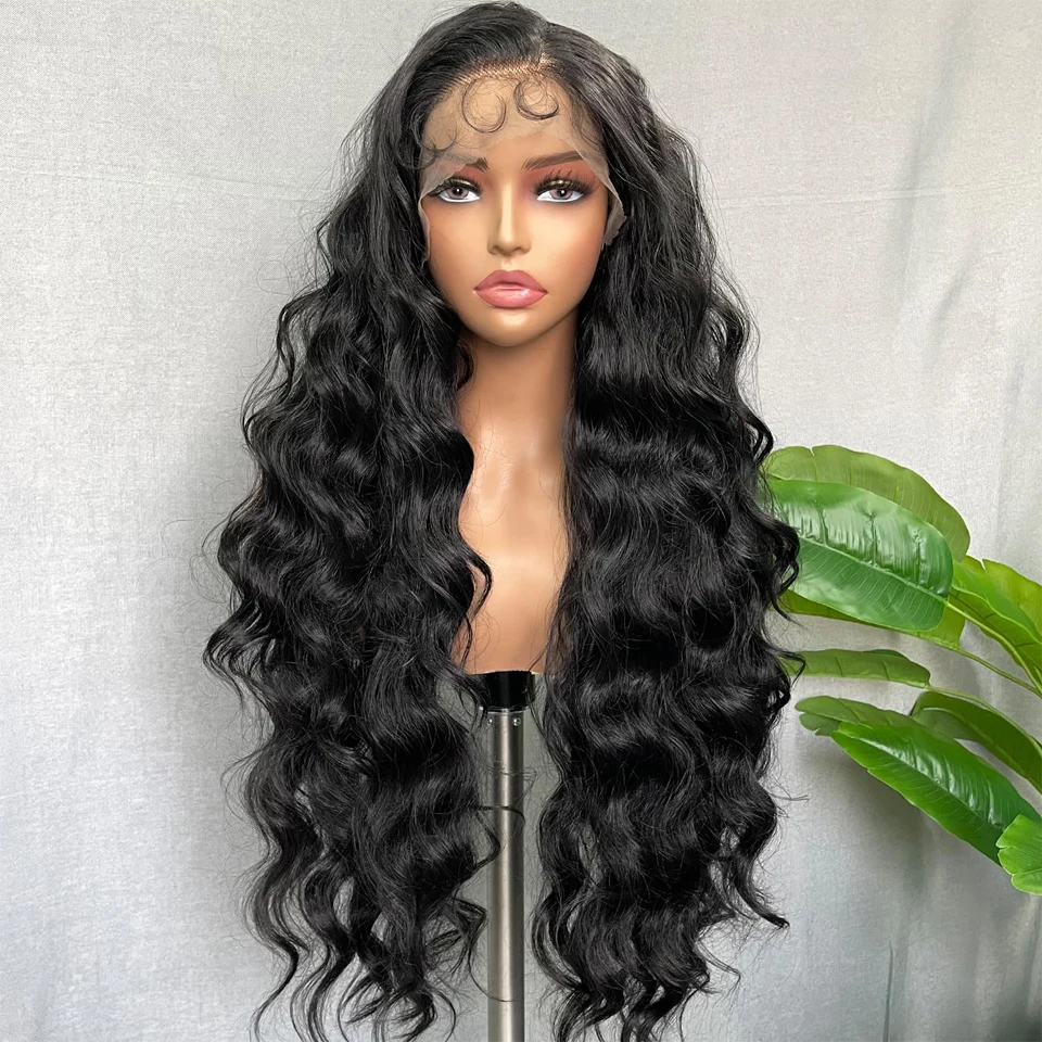 Long Body Wave Lace Front Human Hair HD Lace Wig 13x6 Human Hair Pre Pulcked Curly Wigs Natural Black Color Wig human hair wigs