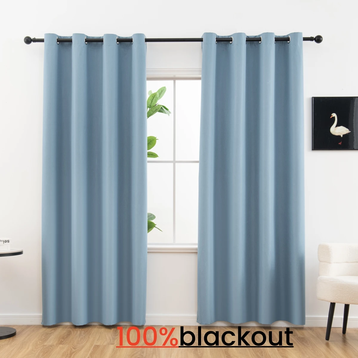 2pcs Modern Solid 100% Blackout Curtains, Window Curtains for Living Room, Bedro