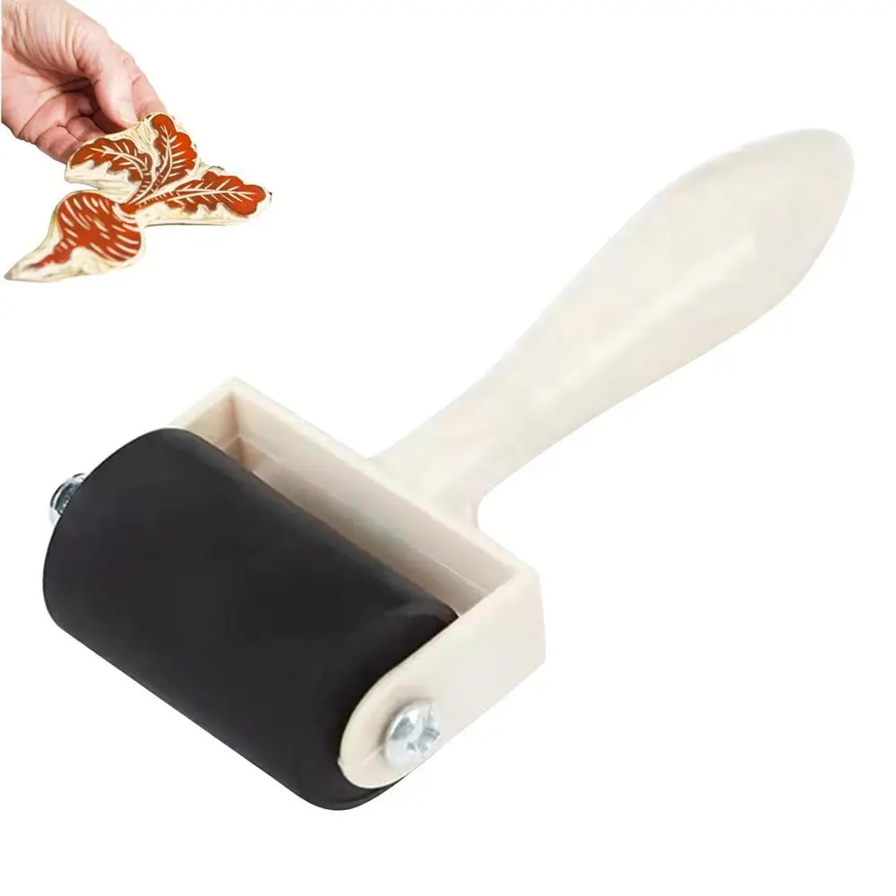 Rubber Roller for Crafts Crafting Paint Roller with Wooden Handle Ink Applicator