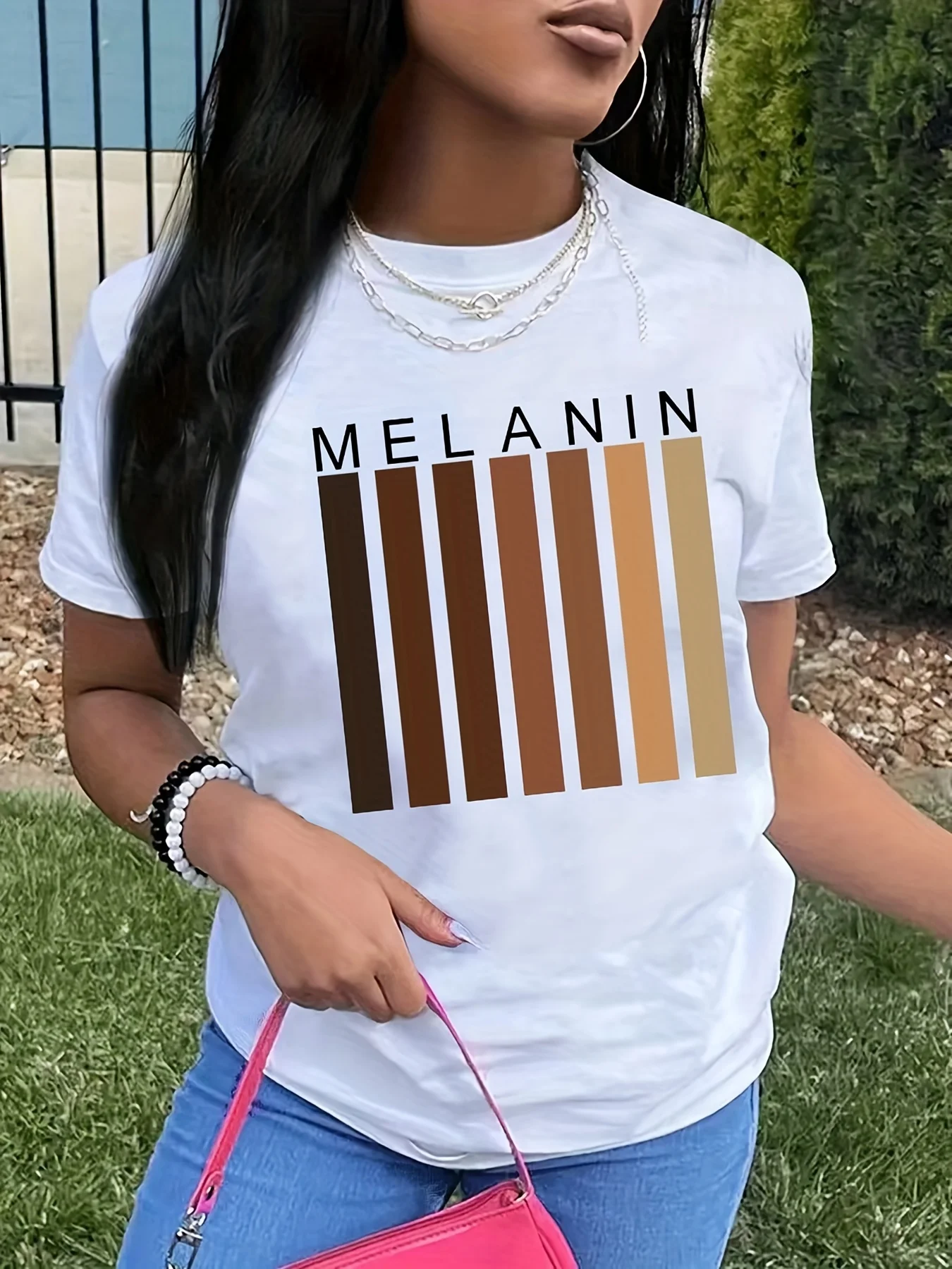 

Letter Print Crew Neck T-shirt, Casual Short Sleeve T-shirt For Summer, Women's Clothing