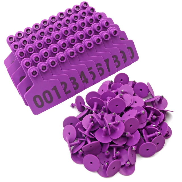 100 Etichette Orecchio Per Bestiame Numerate - TPU Verde Per Pecore, Capre, Maiali - Numeri 001-100 - Foto 5