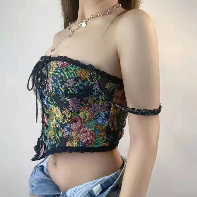 Women's Sexy Halter Corset Tops Vintage Floral Lace Up Backless Boned  Bustier Bodyshaper Summer Plus Size Crop Tops : : Clothing, Shoes  