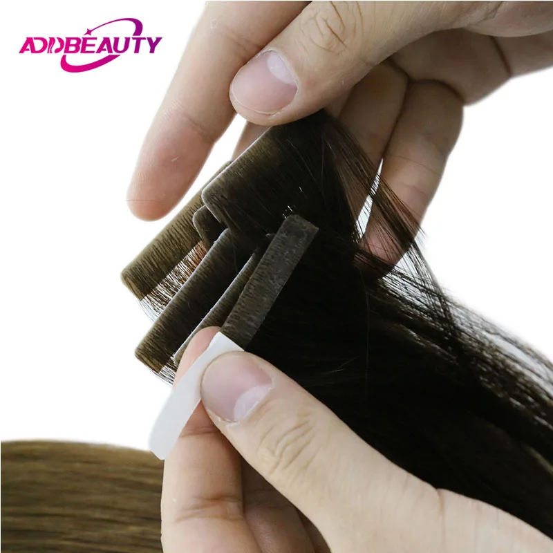 Addbeauty Tape in Hair Extensions Human Hair Straight Seamless Tape in Extensions Invisible Skin Weft Virgin Extension