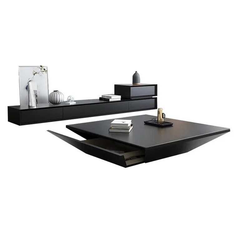 Space saving storage tv cabinet with storage coffee table set