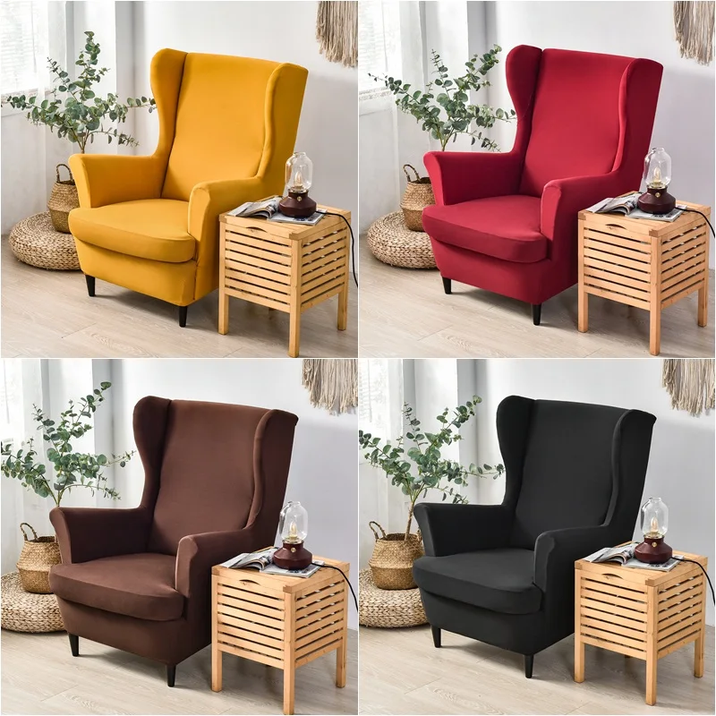 Polyester Spandex Couch Slipcover Furniture Protector Coffee Elastic Sofa Covers with Cushion Cover VY Wing Chair Slipcovers Wing Back Arm Chair Furniture Covers 