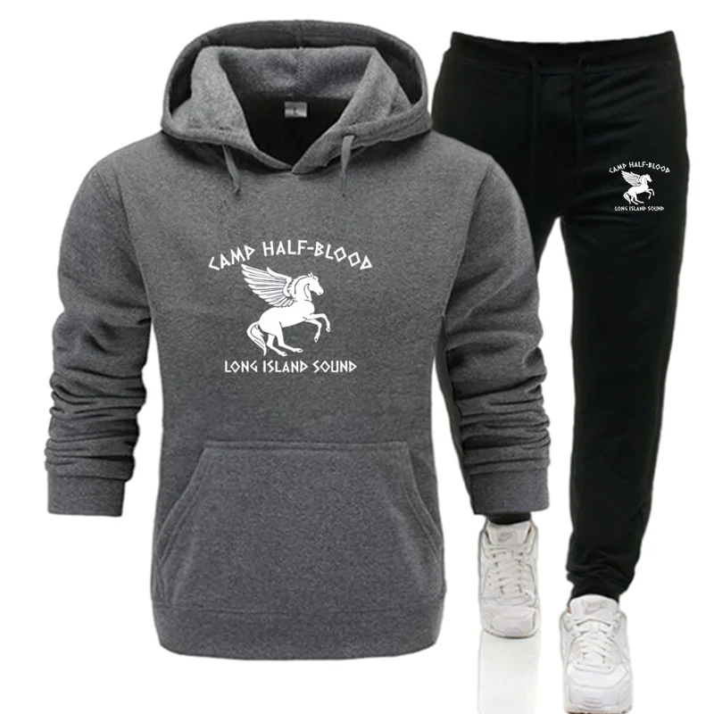 Chándal para hombre 2024, conjunto de dos piezas, sudaderas con capucha para hombre, chándal de campamento mestizo, traje de jogging para otoño e invierno, conjunto de sudaderas con capucha para hombr
