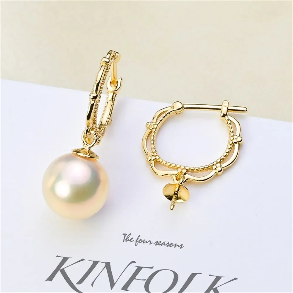 

DIY S925 чистые серебряные ушные гвозди пустые браслеты кружева золотые серебряные ювелирные изделия маленькие аксессуары подходит для 8-12 мм Круг E301