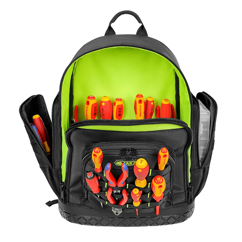 Mens Backpack JAKAH Heavy Duty Thickened Tool Backpack with Plastic Bottom for Tool Bag Organizer Electrician Man Gift HL096