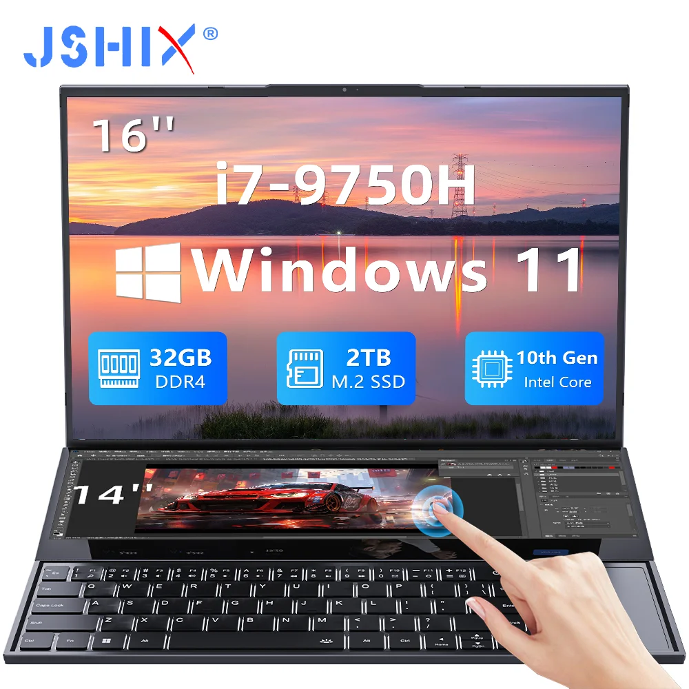 New Dual Screen Laptop Intel Core I7-9750H 16.1 Inch + 14.1 Inch