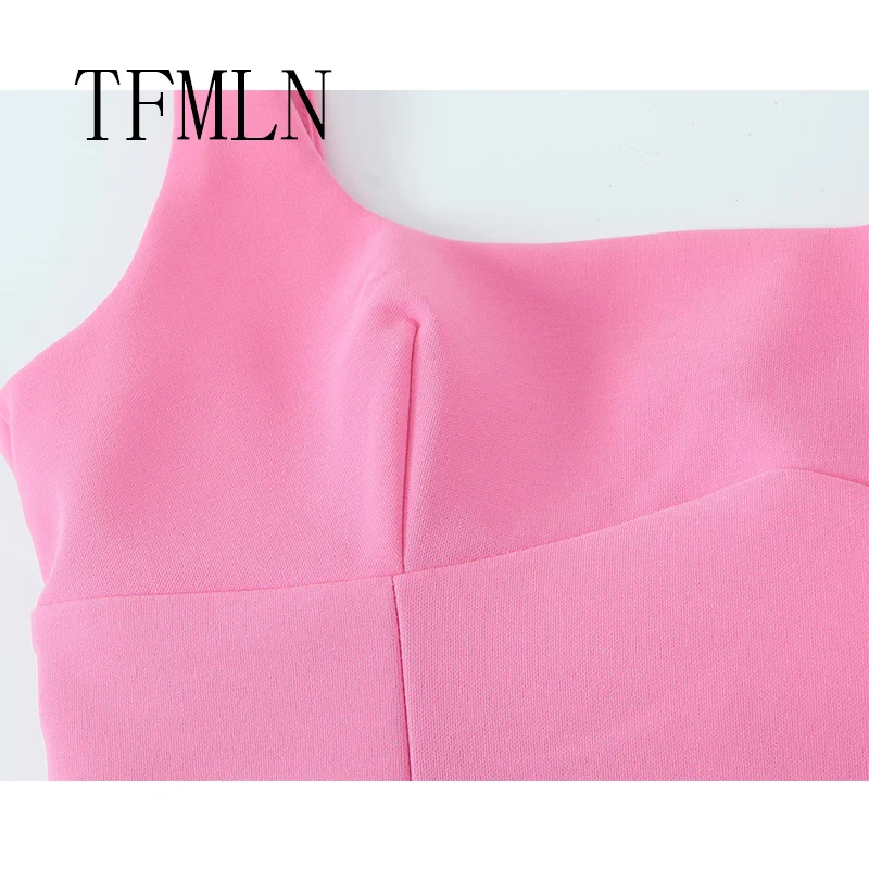 TFMLN Fashion Summer Women's Backless Bow Tops  Female Square Neck Slim Tank Tops Solid Camisole Y2k Vests Short Top