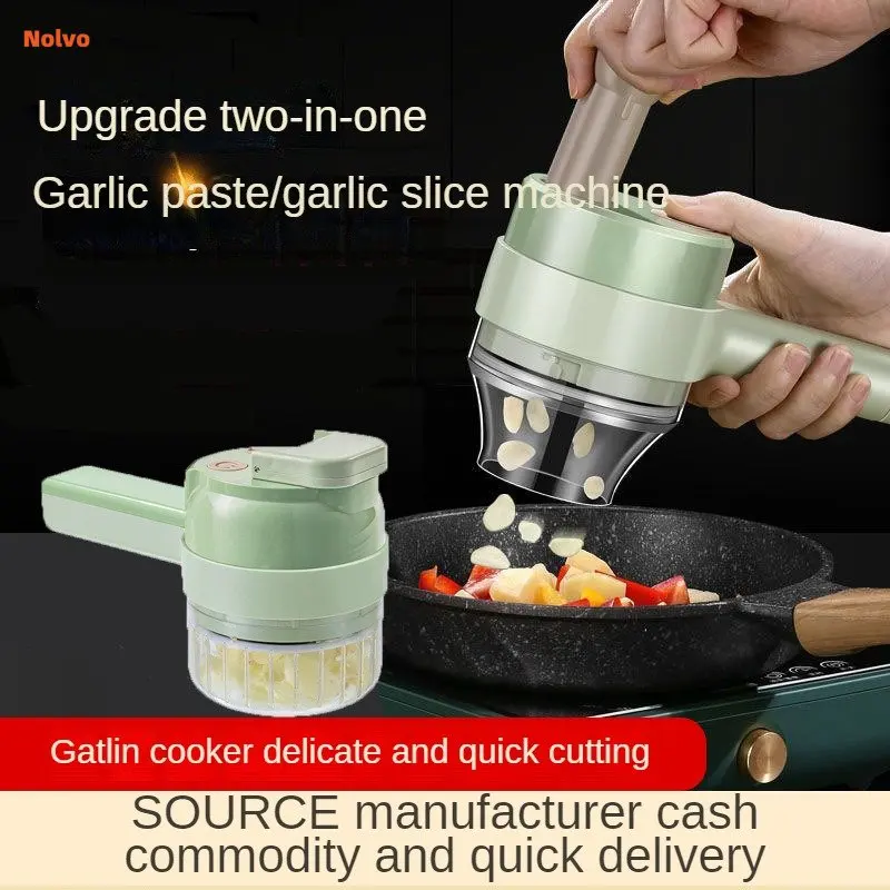 

1200mAh Powerful Multifunctional Electric Vegetable Cutter Slicer Handheld Garlic Mud Masher Pressing Mixer Food Slice Household