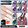 DEROI No Wipe Gel Top Coat with Yellow Sequin for Manicure Diamond Matte Topcoat Flash Glitter Nail Polish for Nail Art Soak Off 3