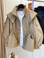Long-Sleeved Casual Short Trench Waist Party Design Jacket Chic Girls Short Comfortable Fashion Korean Vintage Tops For Women 1