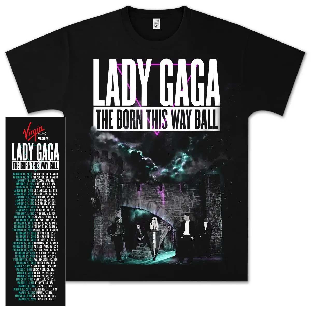 

Lady Gaga Castle Tour 2013 The Born This Way Ball Popp Shirt T-Shirt Music Mens