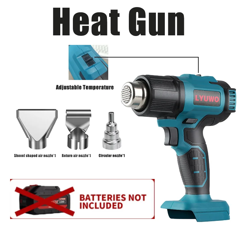 Pistola Aria Calda Senza Fili 350W - Per Fai Da Te, Sverniciatura, 86-1022°C, Con Ugelli - Foto 5