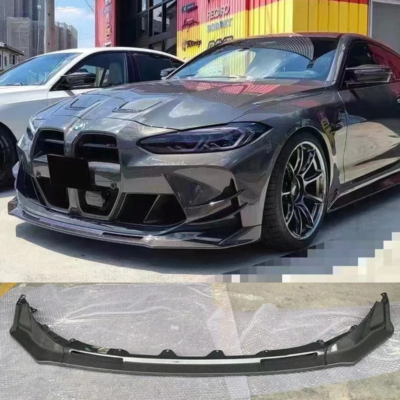 For BMW G80 G82 M3 M4 V Style Front Body Kit Real Carbon Fiber Car Bumper Spoiler Diffuser Splitter Lip Exterior Parts