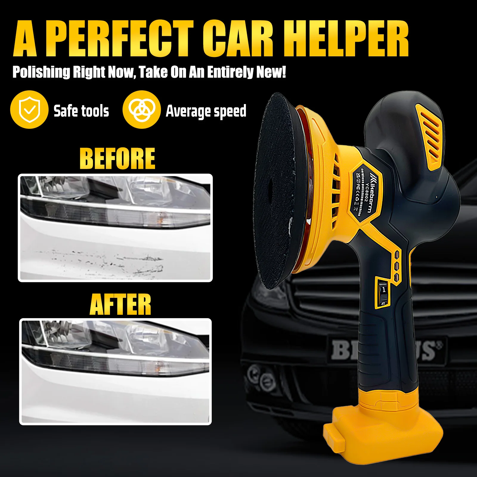 Cordless Car Buffer Polisher Compatible With Dewalt 20V Battery, Brushless Car Buffer for Car Polishing and Waxing(Tool Only) 5